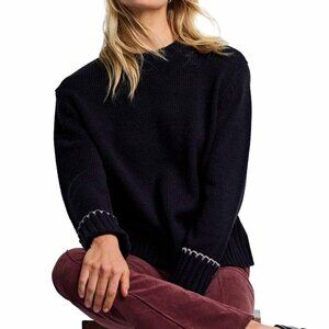 Lisa Todd Cuffed Up Sweater Size Small Black Heart Elbow Patches Neon Zipper